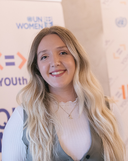 Viona Sejdiu, Youth Coordinator, Kosova Population Foundation. Photo: UN Women Albania/Ina Omuri