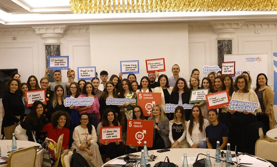 Fifty changemakers came together at Albania’s first Gender Datathon to champion change with gender data. Photo: UN Women