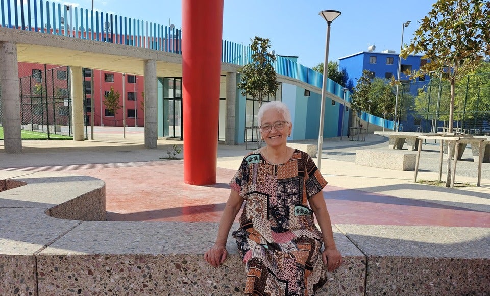 Sirije Kumaraku at the newly-constructed Vala Park in Durrës, Albania. Photo: UN Women Albania