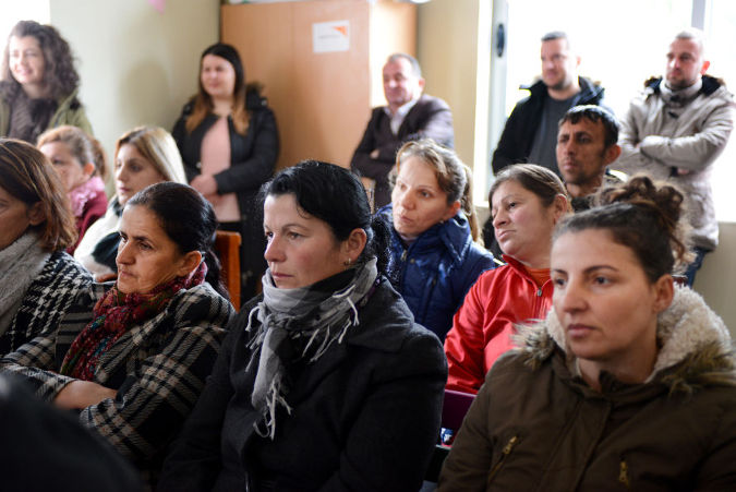 Women and girls of Shushice village, in Albania in a community forum about social norms that promote gender equality and prevent violence against women