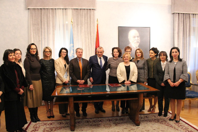 UN Women and the Parliament of Albania signed a Memorandum of understanding. Photo: UN Women Albania