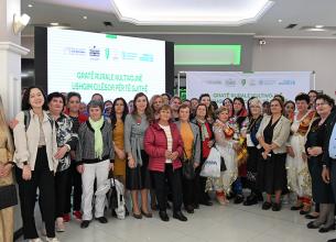 Women farmers from four regions of Albania in a fair event organized on International Day of Rural Women. Photo: Albanian Network for Rural Development