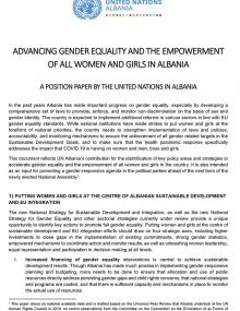 Advancing Gender Equality and the Empowerment of all Women and Girls in Albania - A position paper by the United Nations in Albania