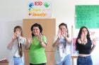 (Left to right) Paola Frroku, Leze Frroku, Klara Ndreca and Angjelina Moli at their ESD class at “Karl Gega” high school, Lezhë, Albania. Photo: UN Women Albania