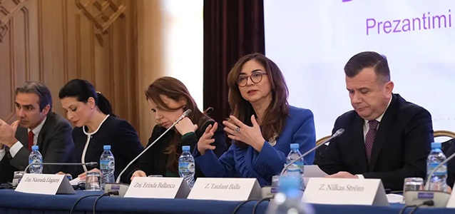 People’s Advocate, Erinda Ballanca speaking at the launch of the “Femicide Watch”. Photo: UN Women Albania