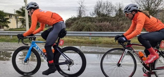 From left to right: Bjarke Vodder Nielsen and Mejdin Malhani, trainer of the Albanian Cyclist Team, who cycled 1152 kilometers across Albania to raise awareness against gender-based violence. Photo: We Bike Albania